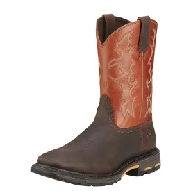 Ariat Men's 11" Workhog Wide Square Toe Work Boots - Dark Earth/Brick 10005888