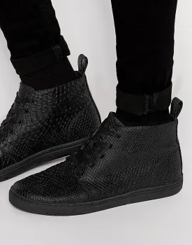 ASOS High Top Sneakers in Black Snakeskin Effect
