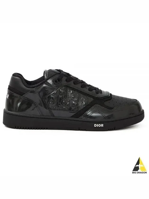 B27 Oblique Gravity Leather Low Top Sneakers Black