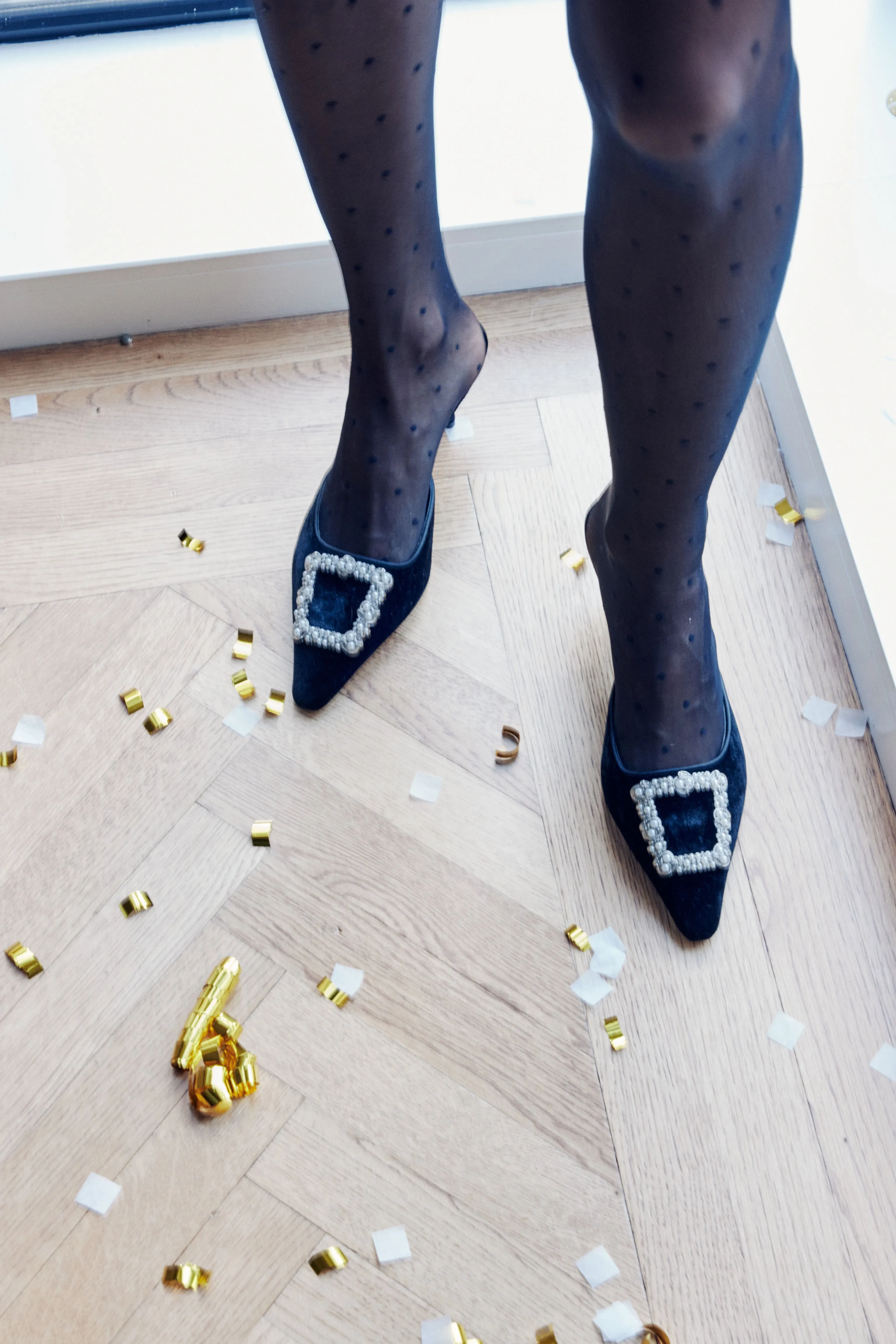 Black Brit Luster Heels