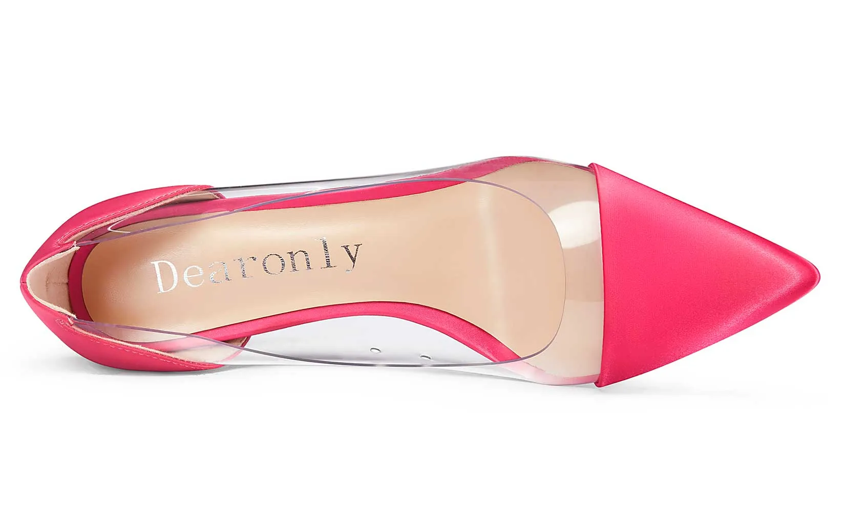 DearOnly Women's High Heels Transparent Clear Pumps Slip On Sexy Pointed Toe Stilettos 4" Inch Red Colorfull Patent Heel