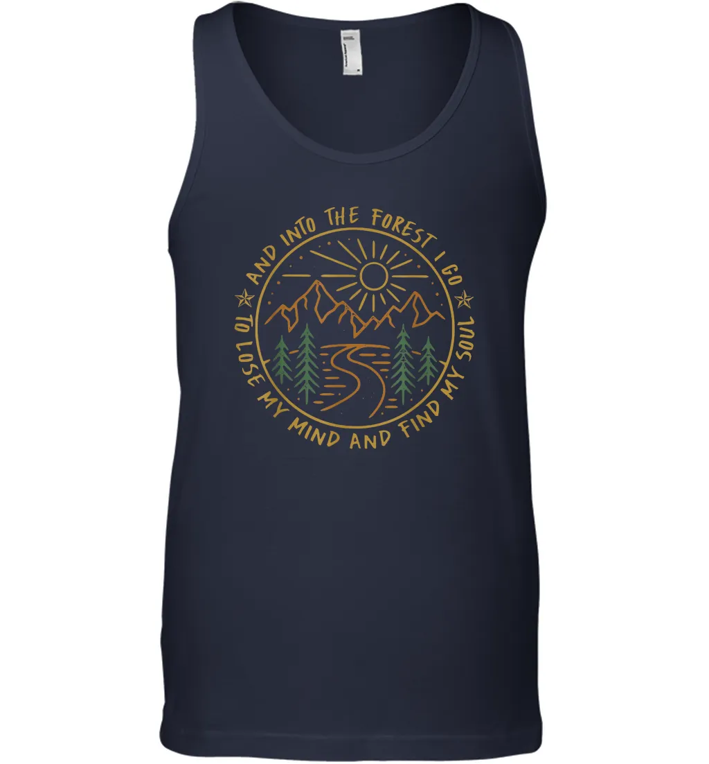 Hiking Camping And Into The Forest I Go Lose My Mind Men Cotton Tank Top
