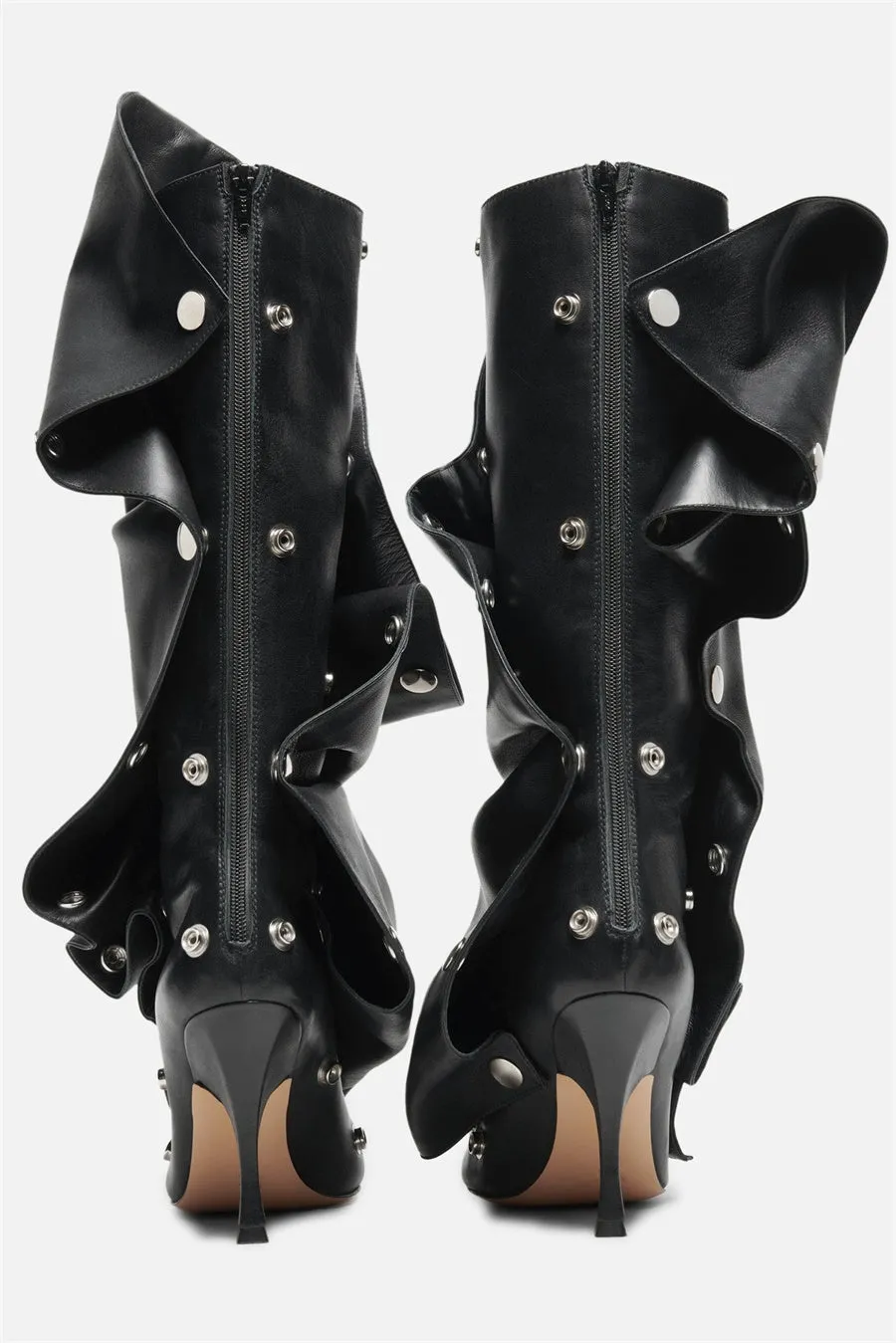Isabela Appliqu Ruched  Knee-high boots - Black
