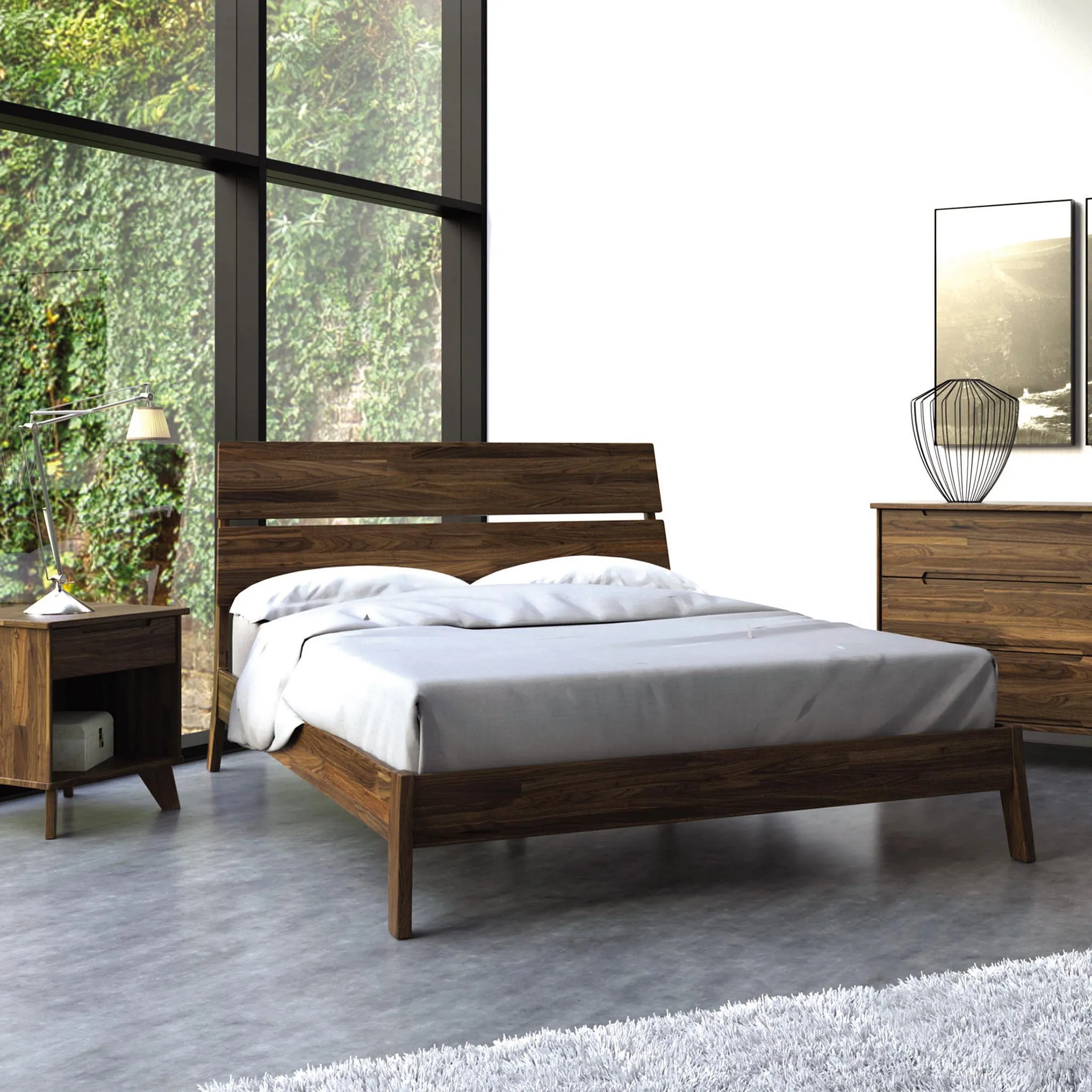 Linn Walnut Platform Bed