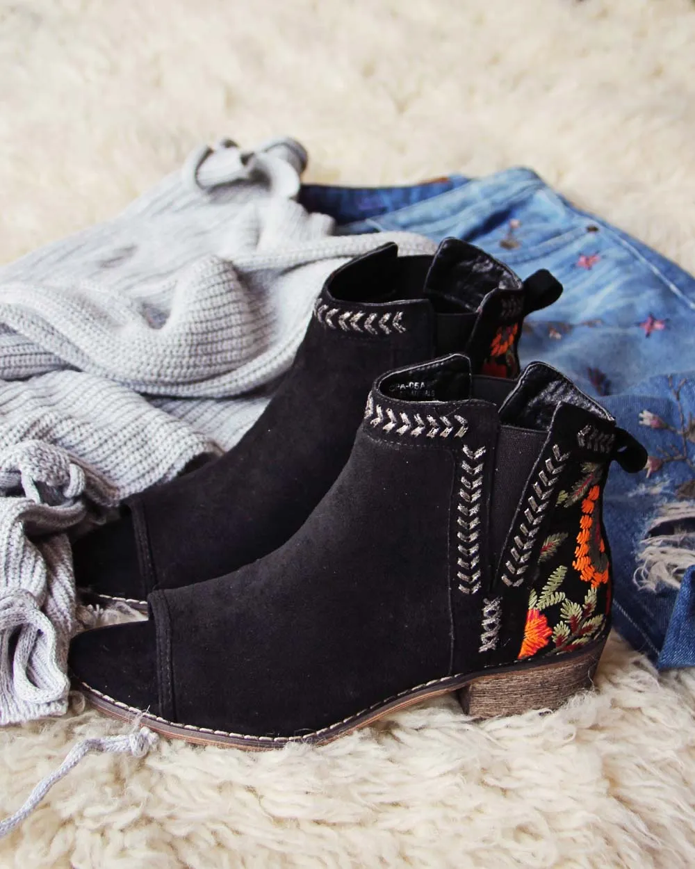 Lovell Peep Toe Booties in Black