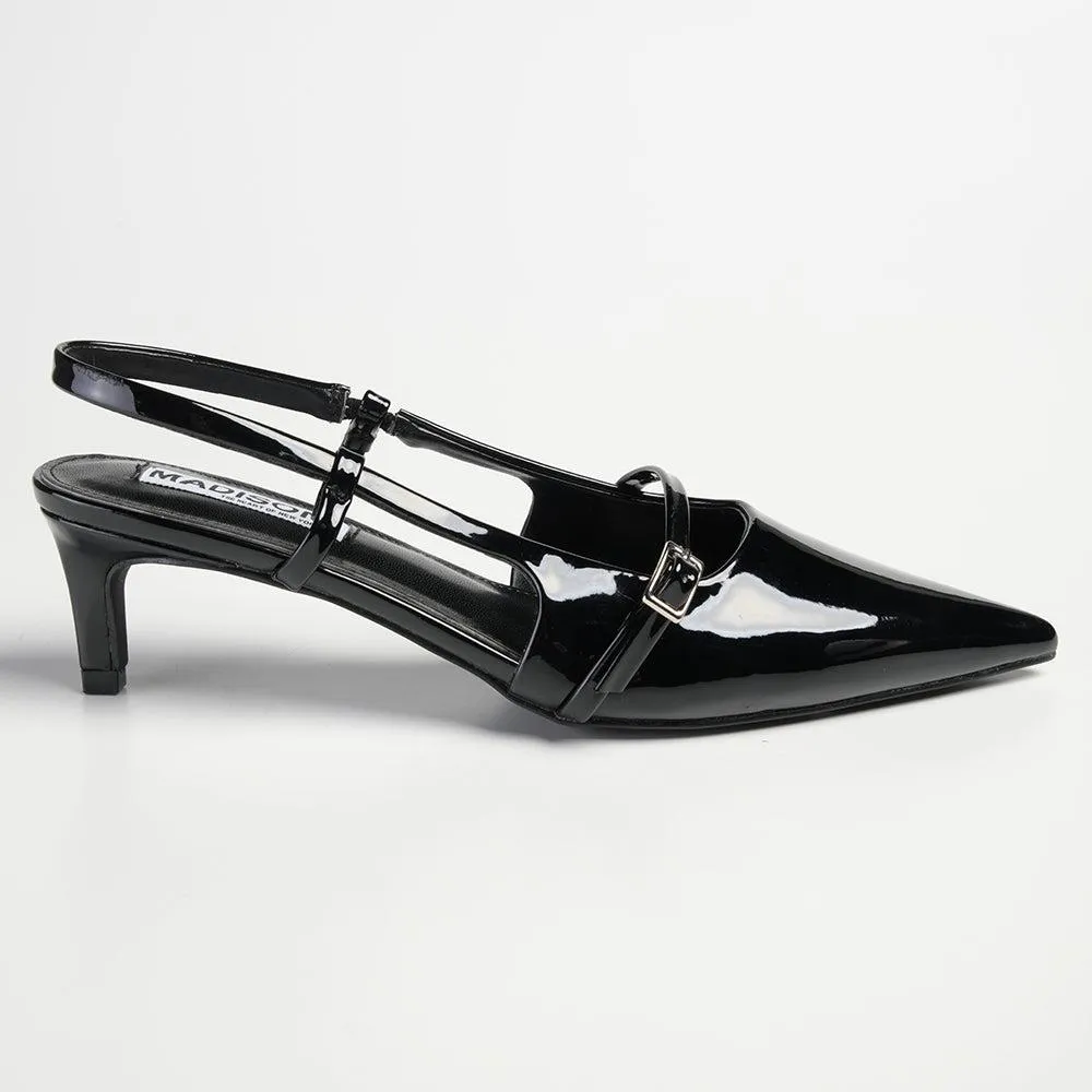 Madison Baila Kitten Slingback Heels - Black