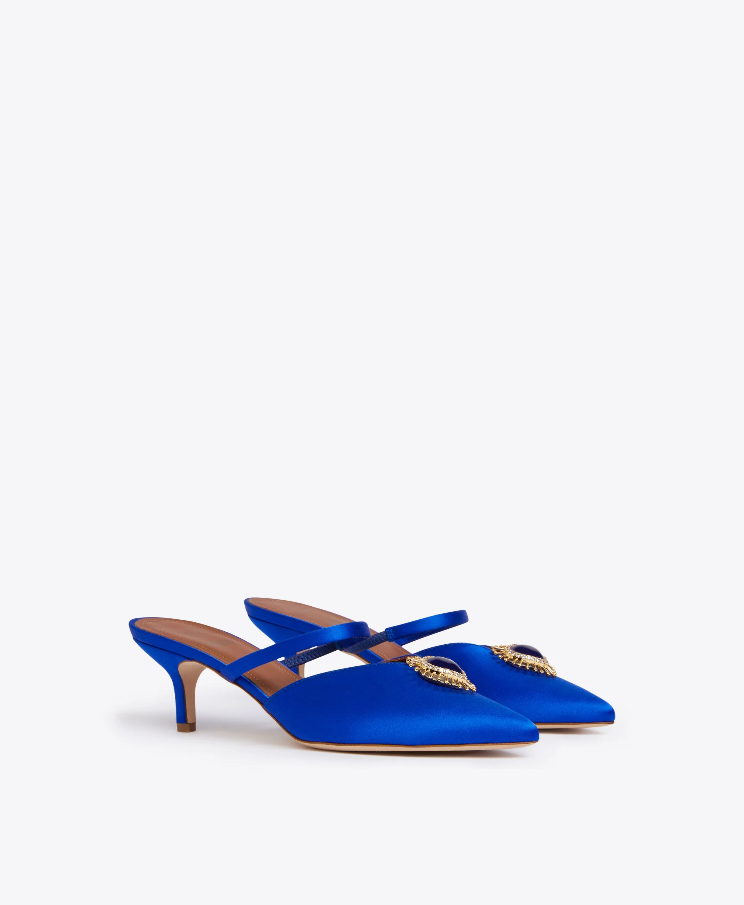 Marla 45 Blue Satin Mules