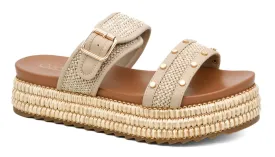 Natural Raffia Buckle Platform Sandal