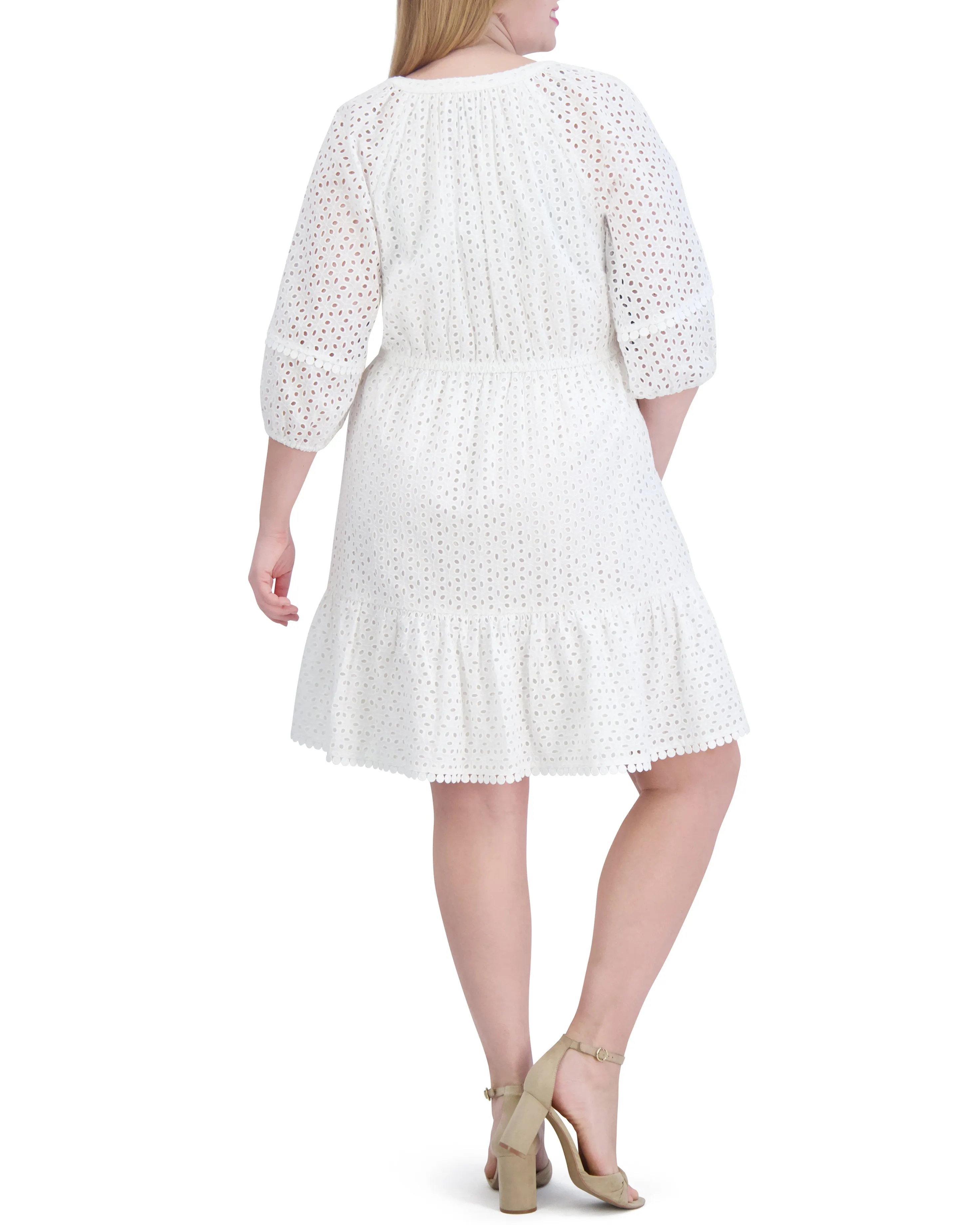 Plus-Size Eyelet Fit-And-Flare Dress