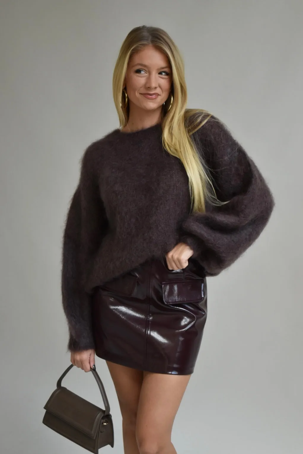 PU Leather skirt - Burgandy