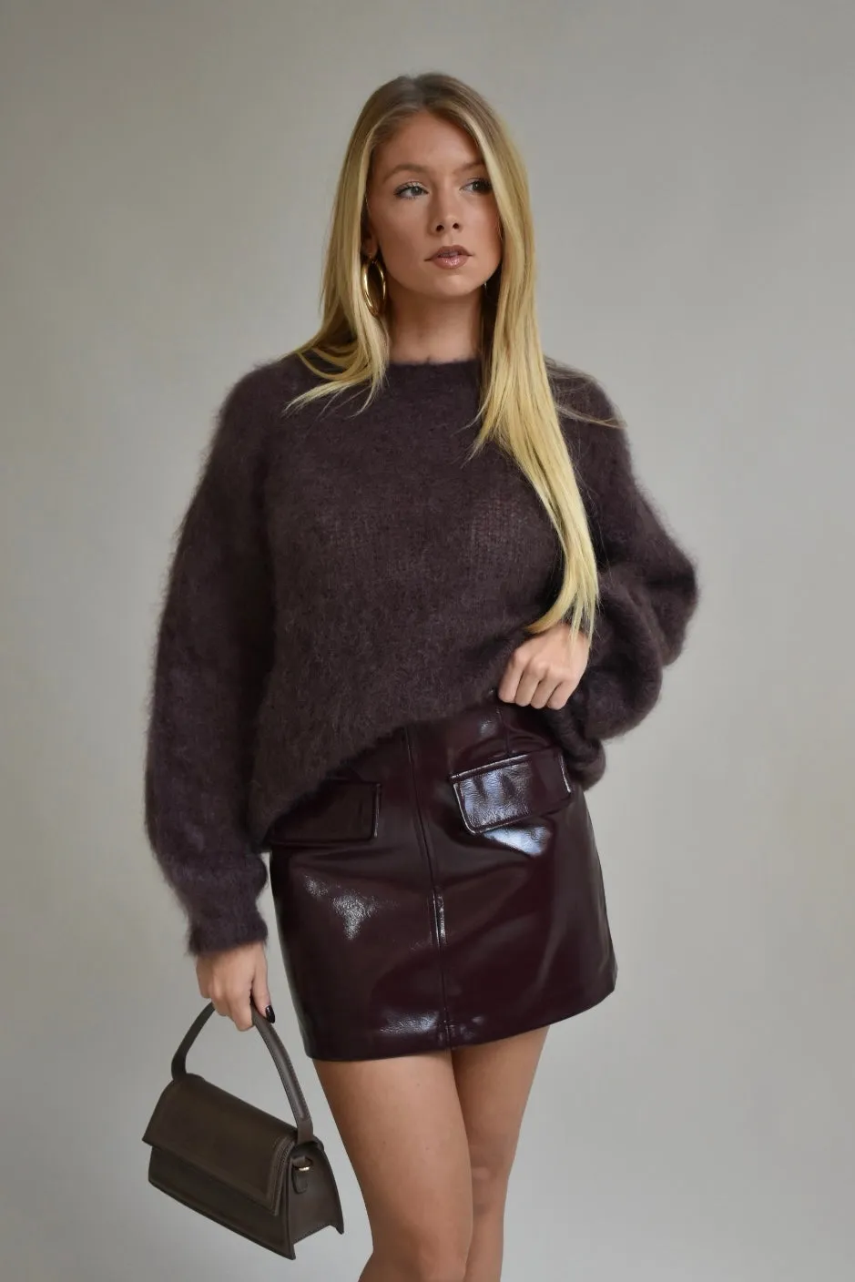 PU Leather skirt - Burgandy