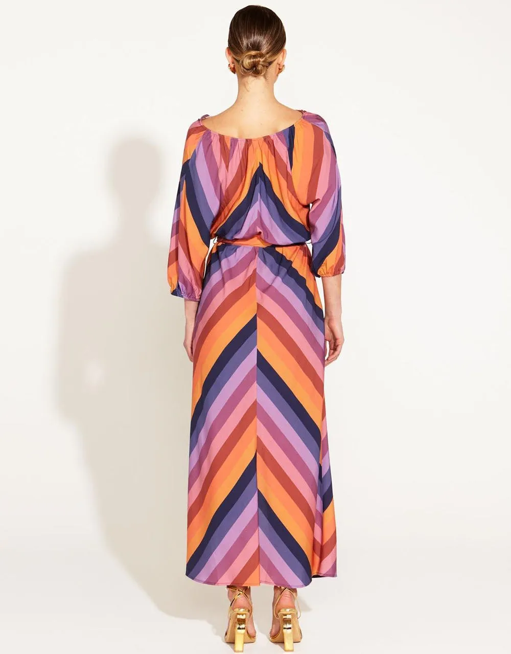 Sunset Dream Flowy Maxi Dress - Sunset Stripe