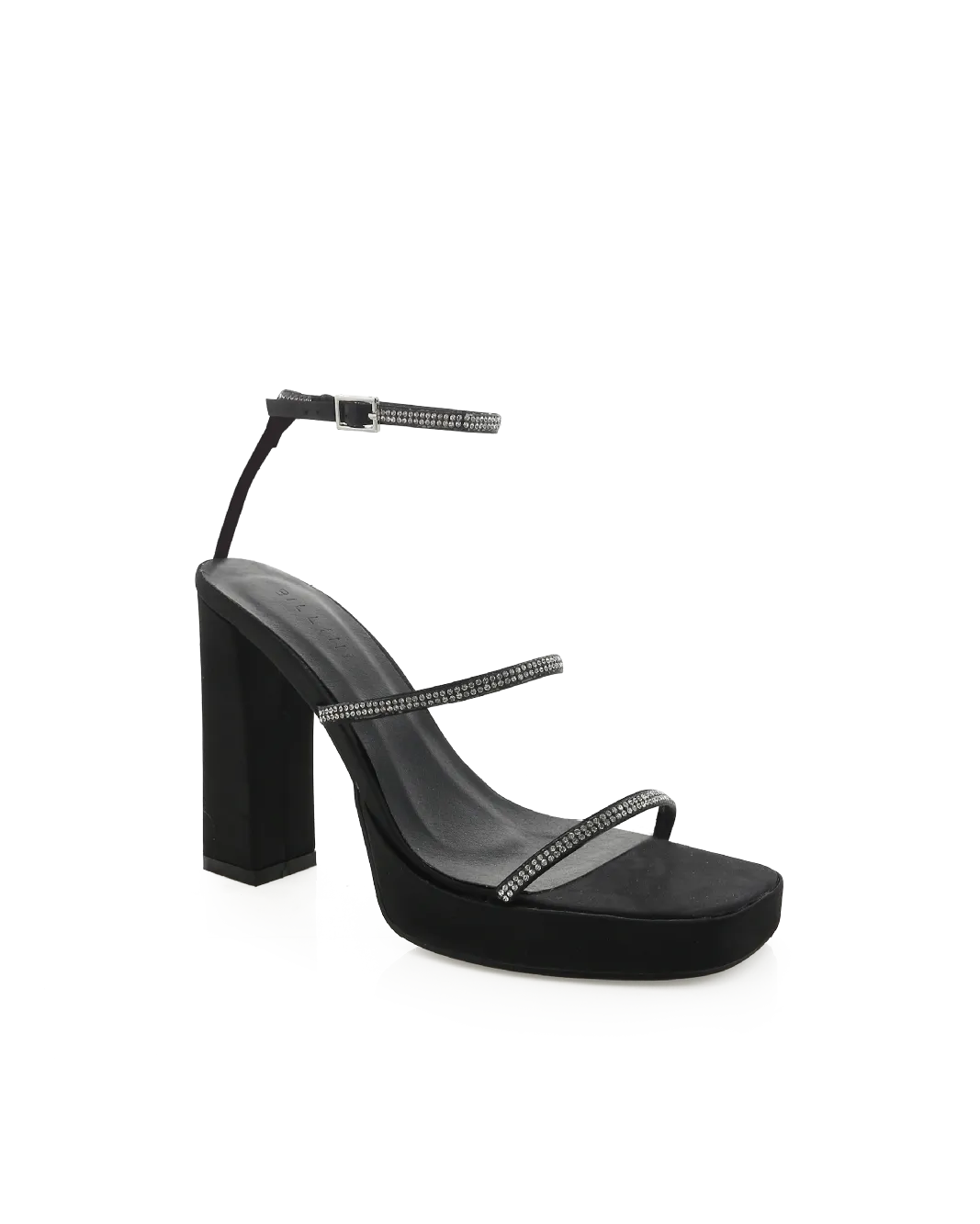 TALITA - BLACK SATIN-DIAMANTE