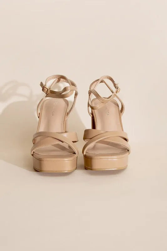 VALOR-1 Cross Ankle Strap Platform Block Heels