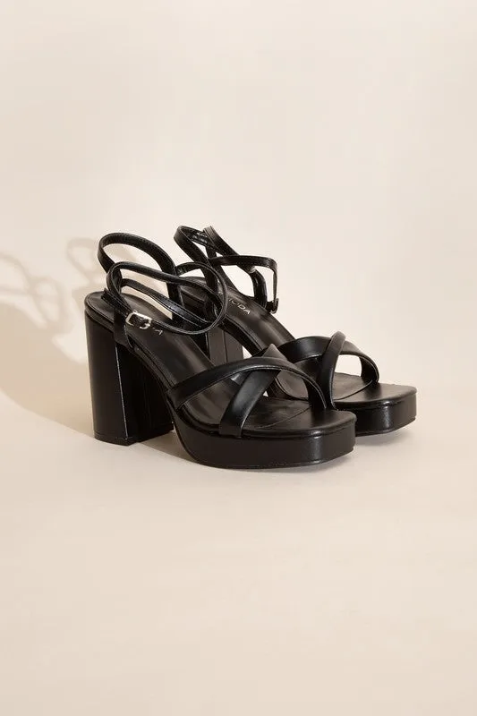 VALOR-1 Cross Ankle Strap Platform Block Heels