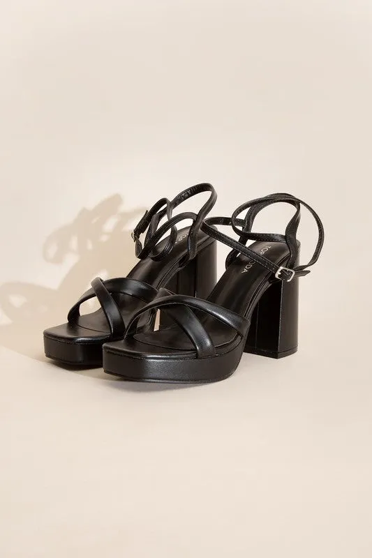 VALOR-1 Cross Ankle Strap Platform Block Heels