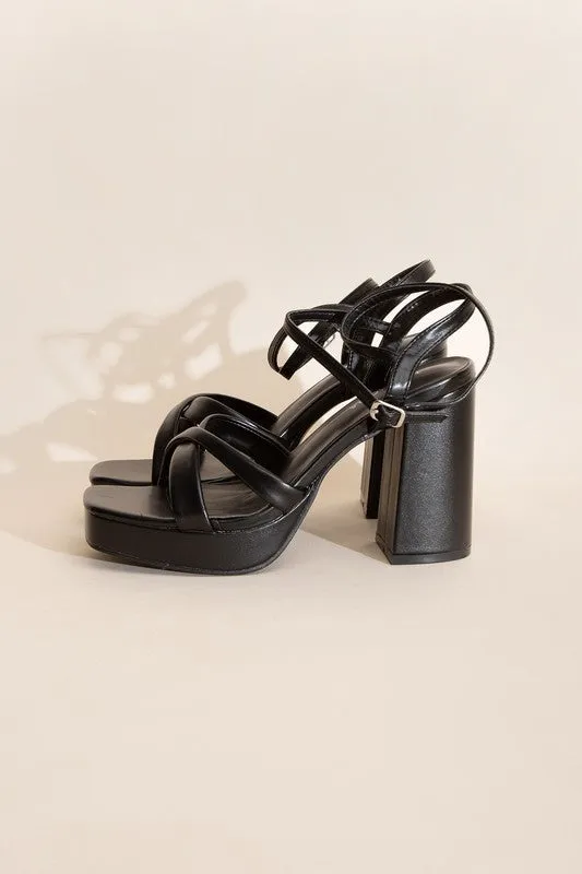 VALOR-1 Cross Ankle Strap Platform Block Heels