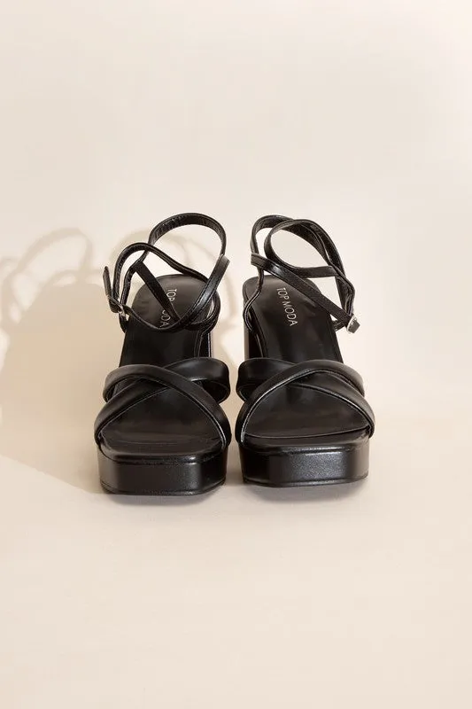 VALOR-1 Cross Ankle Strap Platform Block Heels