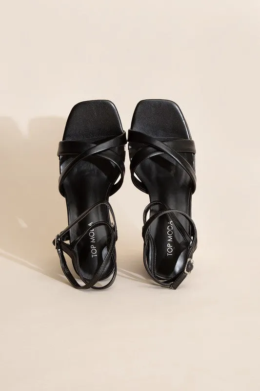VALOR-1 Cross Ankle Strap Platform Block Heels