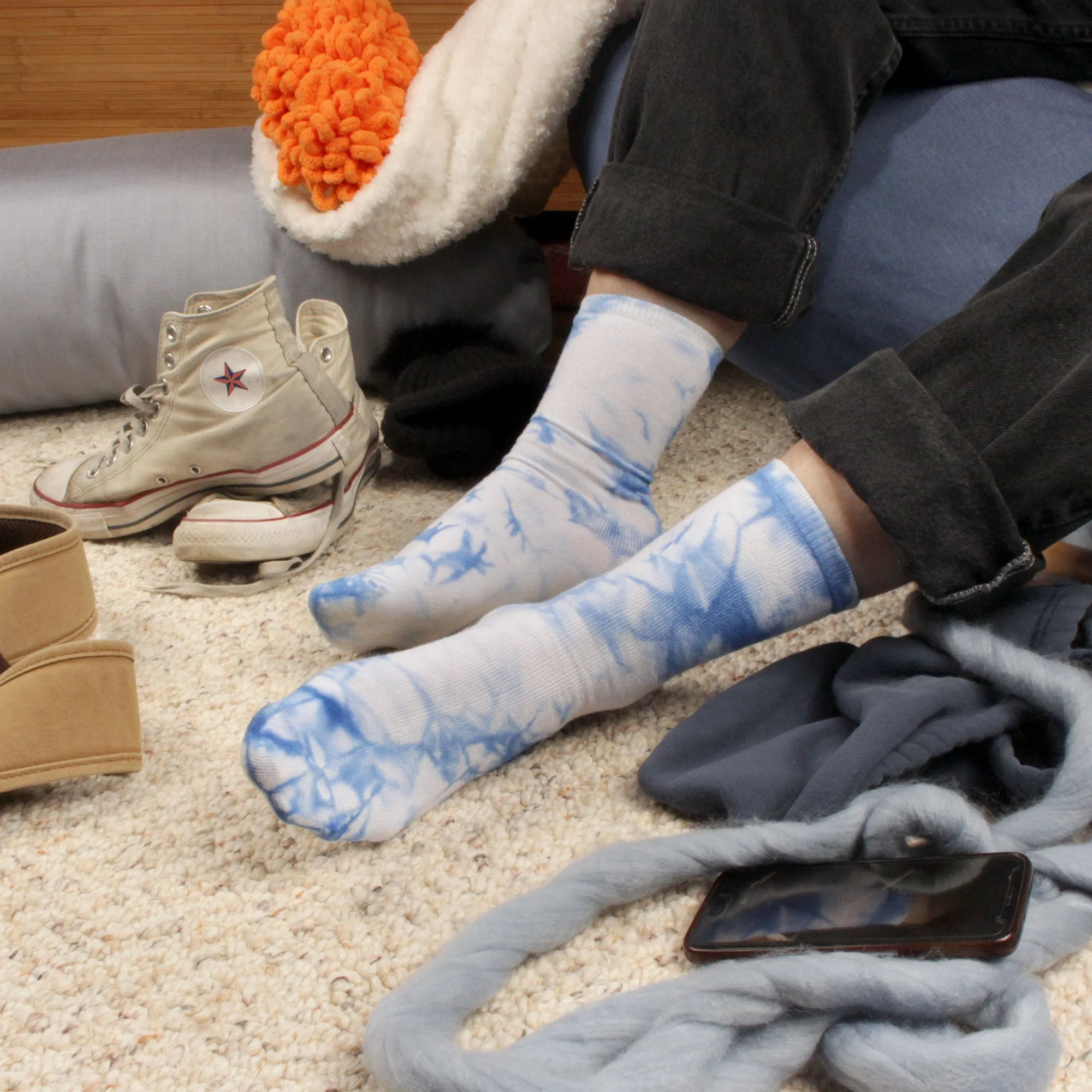 Women's Bamboo Fiber Tie Dye Crew Socks, 4 Pairs