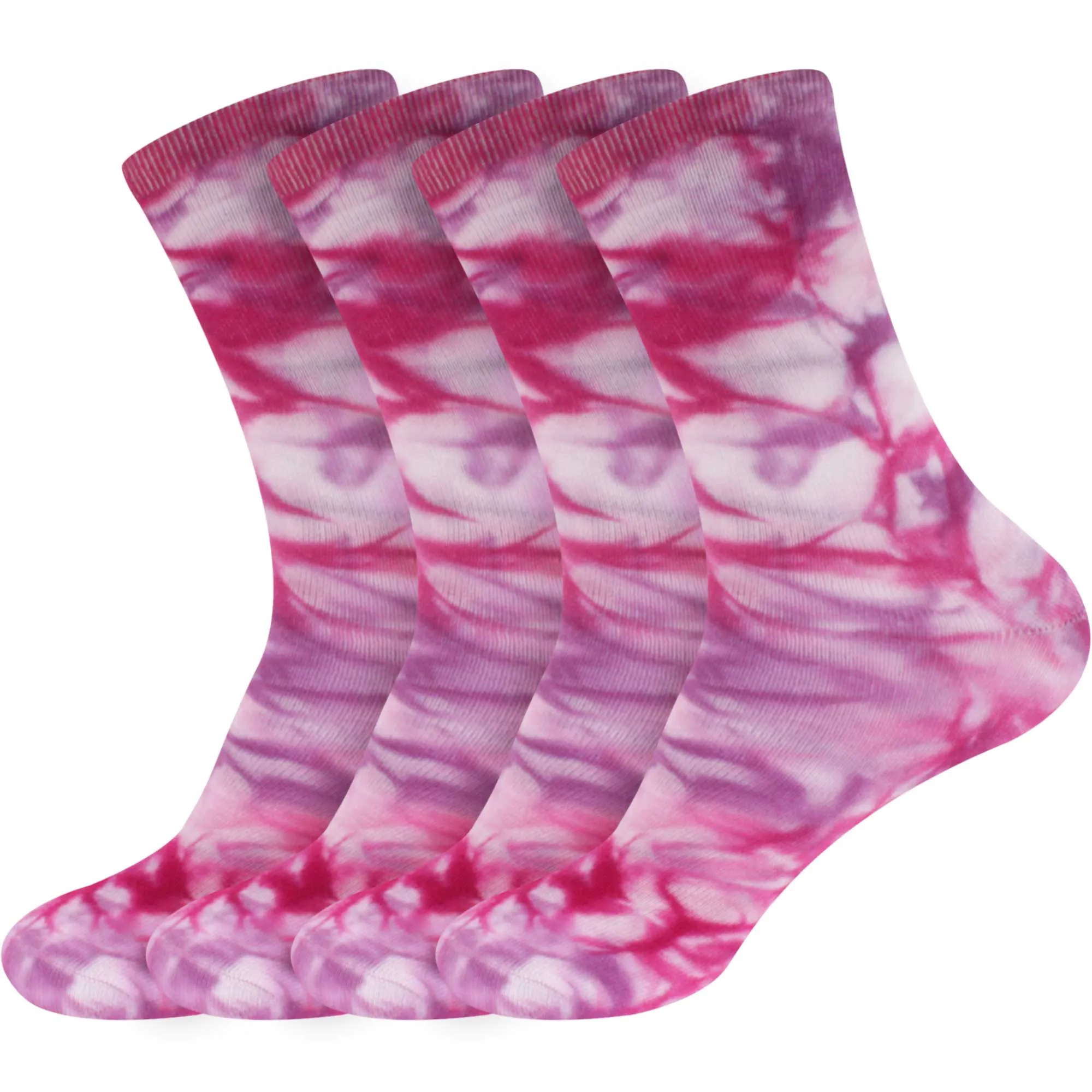 Women's Bamboo Fiber Tie Dye Crew Socks, 4 Pairs